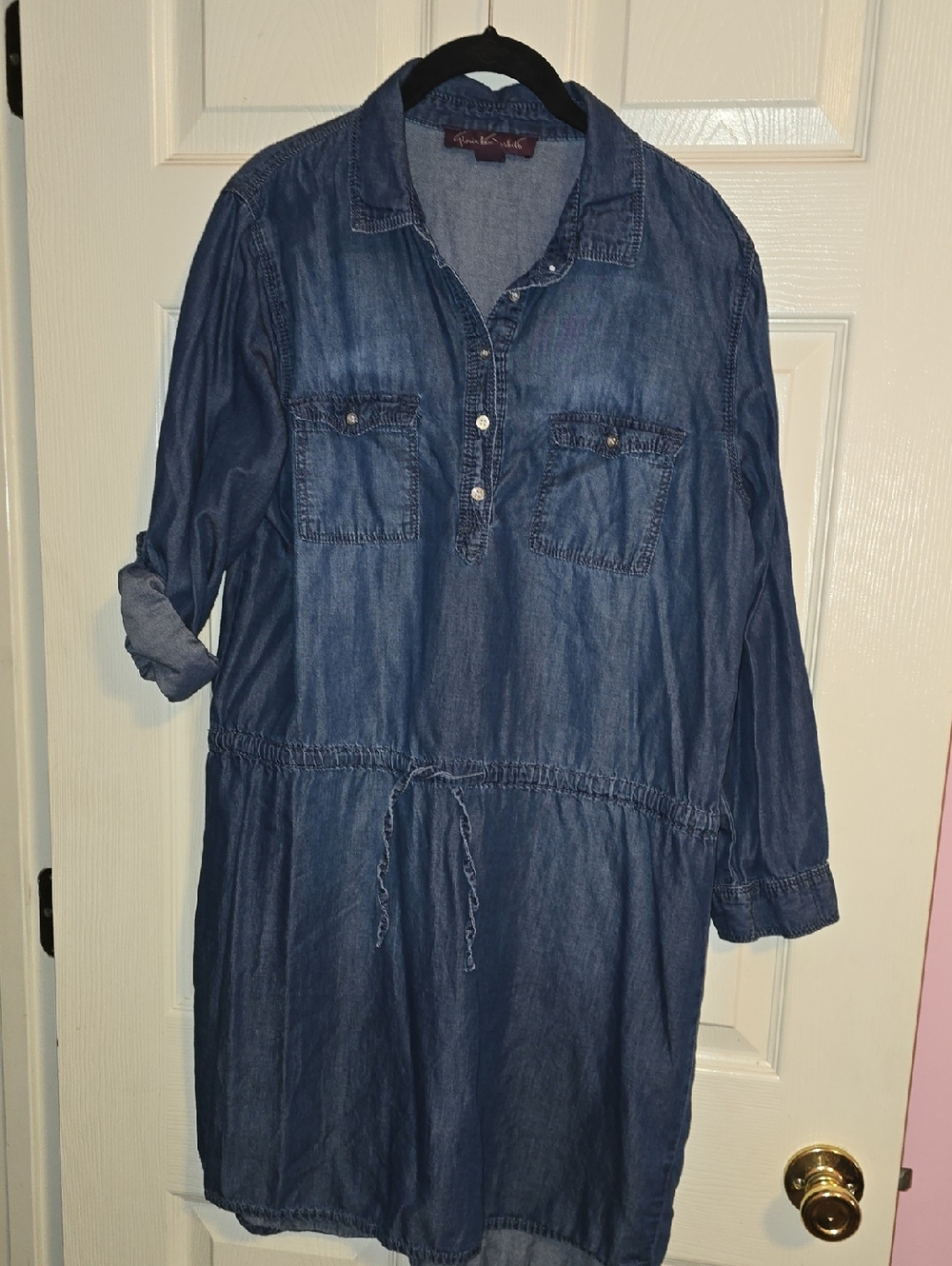 Gloria Vanderbilt Blue‎ Denim Shirt Dress with Purple Label